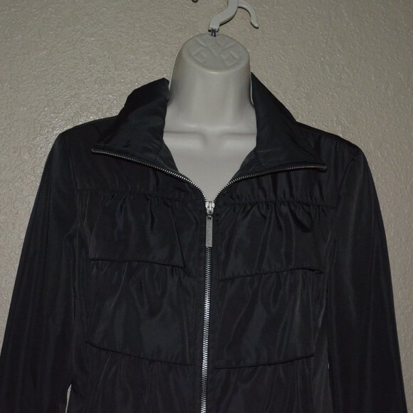 Sz XS Kensie Black Long Zipper Front Jacket Coat - Picture 2 of 6